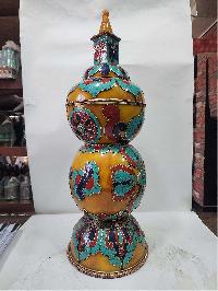 Tibetan Offering Vessel -hlyosar Stupa Box
, With Stone Setting, Imitation Amber