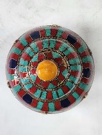 Tibetan Offering Vessel -hlyosar Stupa Box
, With Stone Setting, Imitation Amber