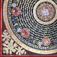 Mantra Mandala, Buddhist Tibetan Thangka, [hand Painted], Ashtamangala