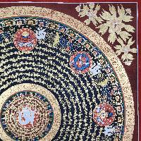 Mantra Mandala, Buddhist Tibetan Thangka, [hand Painted], Ashtamangala