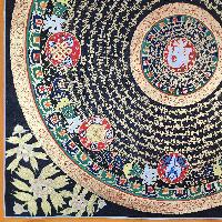 Buddhist Tibetan Thangka Of Mantra Mandala, [hand Painted], Ashtamangala