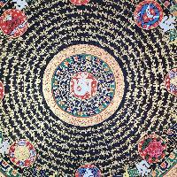 Buddhist Tibetan Thangka Of Mantra Mandala, [hand Painted], Ashtamangala