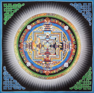 Buddhist Hand Painted Tibetan Thangka Of Kalachakra Mandala Thangka Painting