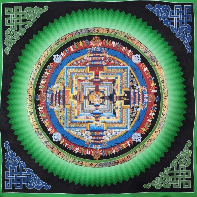 Buddhist Hand Painted Tibetan Thangka Of Kalachakra Mandala Thangka Painting