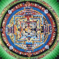 Buddhist Hand Painted Tibetan Thangka Of Kalachakra Mandala Thangka Painting