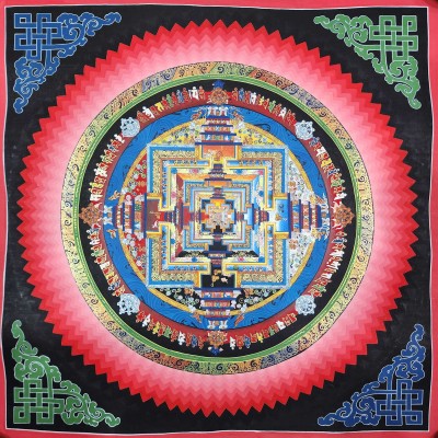 Buddhist Hand Painted Tibetan Thangka Of Kalachakra Mandala Thangka Painting