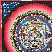 Buddhist Hand Painted Tibetan Thangka Of Kalachakra Mandala Thangka Painting
