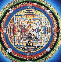 Buddhist Hand Painted Tibetan Thangka Of Kalachakra Mandala Thangka Painting
