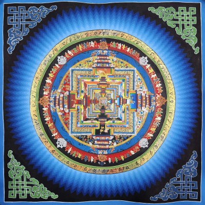 Buddhist Hand Painted Tibetan Thangka Of Kalachakra Mandala Thangka Painting