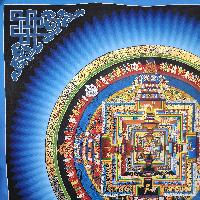 Buddhist Hand Painted Tibetan Thangka Of Kalachakra Mandala Thangka Painting
