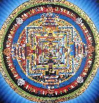 Buddhist Hand Painted Tibetan Thangka Of Kalachakra Mandala Thangka Painting