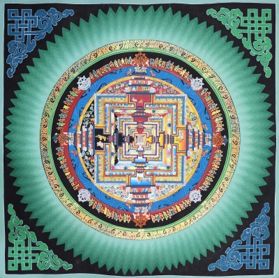 Buddhist Hand Painted Tibetan Thangka Of Kalachakra Mandala Thangka Painting