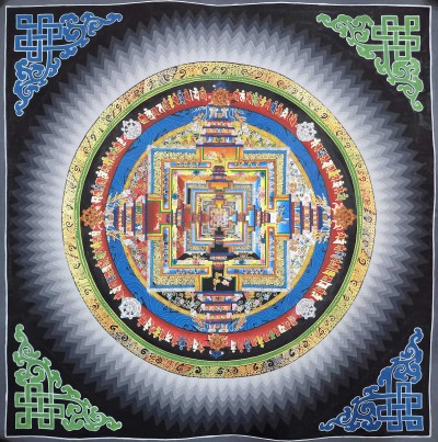Buddhist Hand Painted Tibetan Thangka Of Kalachakra Mandala Thangka Painting