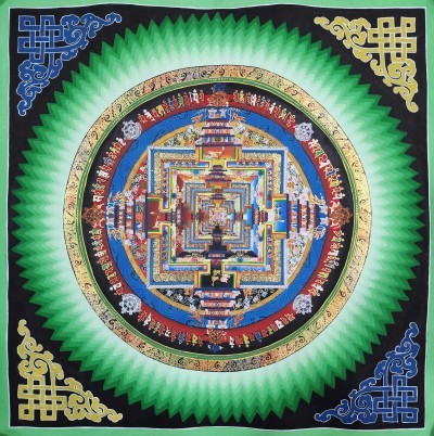 Buddhist Hand Painted Tibetan Thangka Of Kalachakra Mandala Thangka Painting
