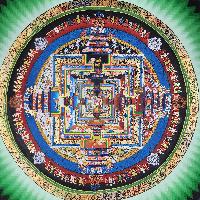 Buddhist Hand Painted Tibetan Thangka Of Kalachakra Mandala Thangka Painting