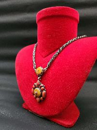 Designer Silver Necklace Stone With Stone Setting, [amber]