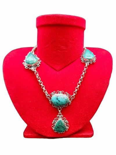 Designer Silver Necklace Stone With Stone Setting, [coral]