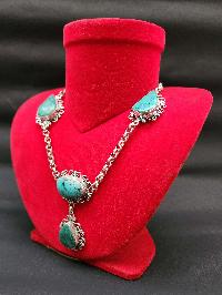 Designer Silver Necklace Stone With Stone Setting, [coral]