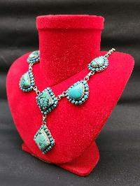 Designer Silver Necklace Stone With Stone Setting, [turquoise]