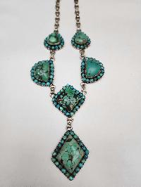 Designer Silver Necklace Stone With Stone Setting, [turquoise]