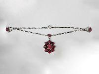 Designer Silver Necklace Stone With Stone Setting, [ruby]