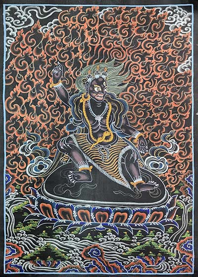 [art From Bhaktapur], Buddhist Handmade Thangka Painting Of Vajrapani, [antique], [real Gold]