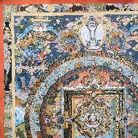 [art From Bhaktapur], Buddhist Handmade Thangka Of Mandala, [hand Painted], [antique], [real Gold]