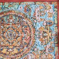 [art From Bhaktapur], Buddhist Handmade Thangka Of Mandala, [hand Painted], [antique], [real Gold]