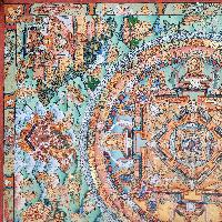 [art From Bhaktapur], Buddhist Handmade Thangka Of Mandala, [hand Painted], [antique], [real Gold]