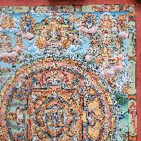 [art From Bhaktapur], Buddhist Handmade Thangka Of Mandala, [hand Painted], [antique], [real Gold]