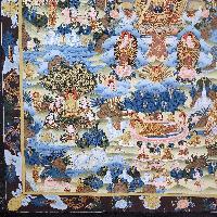 [art From Bhaktapur], Buddhist Handmade Thangka Of Buddha Life Story, [hand Painted], [antique], [real Gold]