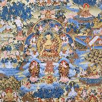 [art From Bhaktapur], Buddhist Handmade Thangka Of Buddha Life Story, [hand Painted], [antique], [real Gold]