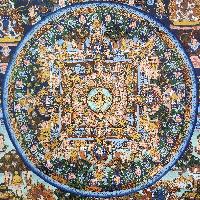 [art From Bhaktapur], Buddhist Handmade Thangka Of Mandala, [hand Painted], [antique], [real Gold]