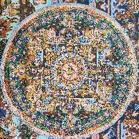 [art From Bhaktapur], Buddhist Handmade Thangka Of Mandala, [hand Painted], [antique], [real Gold]