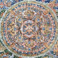 [art From Bhaktapur], Buddhist Handmade Thangka Of Mandala, [hand Painted], [antique], [real Gold]