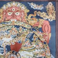 [art From Bhaktapur], Buddhist Handmade Thangka Of Wheel Of Life, [hand Painted], [antique], [real Gold]