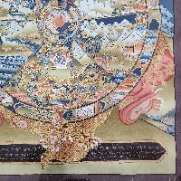 [art From Bhaktapur], Buddhist Handmade Thangka Of Wheel Of Life, [hand Painted], [antique], [real Gold]