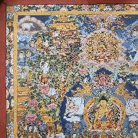 [art From Bhaktapur], Buddhist Handmade Thangka Of Buddha Life Story, [hand Painted], [antique], [real Gold]