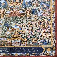 [art From Bhaktapur], Buddhist Handmade Thangka Of Buddha Life Story, [hand Painted], [antique], [real Gold]