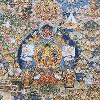 [art From Bhaktapur], Buddhist Handmade Thangka Of Buddha Life Story, [hand Painted], [antique], [real Gold]