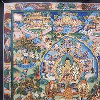 [art From Bhaktapur], Buddhist Handmade Thangka Of Buddha Life Story, [hand Painted], [antique], [real Gold]