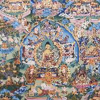 [art From Bhaktapur], Buddhist Handmade Thangka Of Buddha Life Story, [hand Painted], [antique], [real Gold]