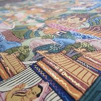 [art From Bhaktapur], Buddhist Handmade Thangka Of Buddha Life Story, [hand Painted], [antique], [real Gold]