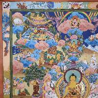 [art From Bhaktapur], Buddhist Handmade Thangka Of Buddha Life Story, [hand Painted], [antique], [real Gold]