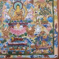 [art From Bhaktapur], Buddhist Handmade Thangka Of Buddha Life Story, [hand Painted], [antique], [real Gold]