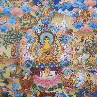 [art From Bhaktapur], Buddhist Handmade Thangka Of Buddha Life Story, [hand Painted], [antique], [real Gold]