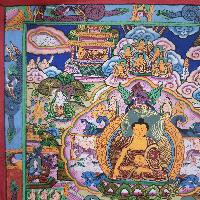 [art From Bhaktapur], Buddhist Handmade Thangka Of Buddha Life Story, [hand Painted], [antique], [real Gold]