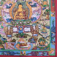 [art From Bhaktapur], Buddhist Handmade Thangka Of Buddha Life Story, [hand Painted], [antique], [real Gold]