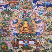 [art From Bhaktapur], Buddhist Handmade Thangka Of Buddha Life Story, [hand Painted], [antique], [real Gold]
