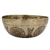 Buddhist Hand Beaten Jambati Singing Bowl, With Premium Etching Carving Of [eye], [select Accessories]